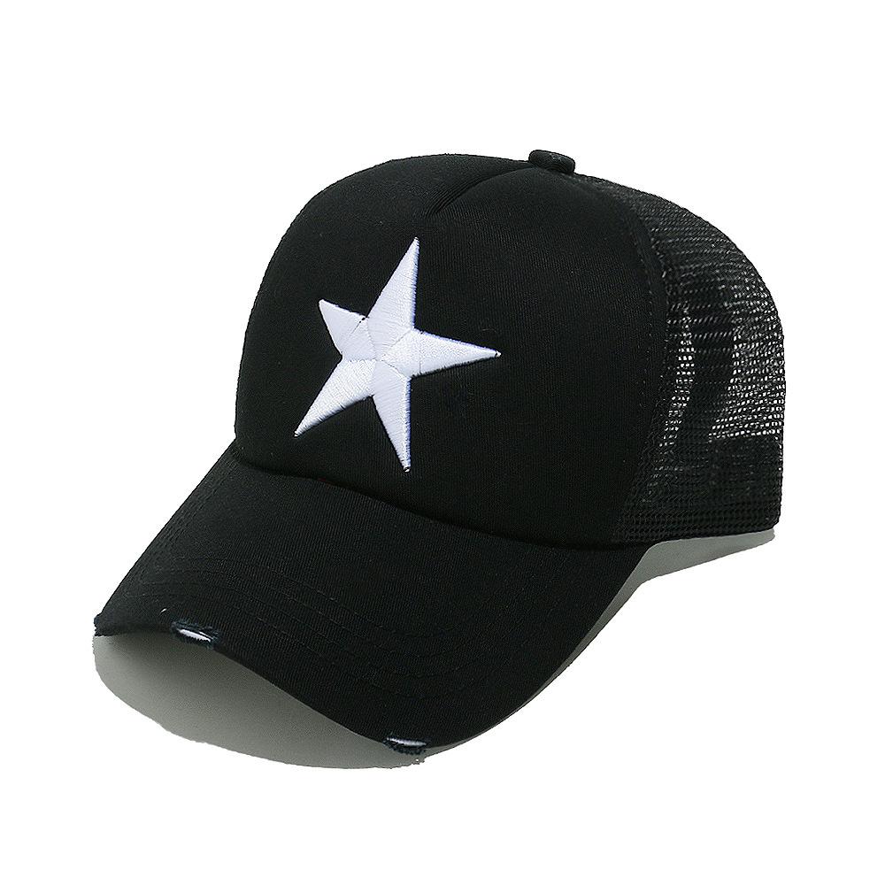 Streetwear 3D Star Embroidery Mesh Baseball Cap Summer Snapback Hip Hop Cap Outdoor Y2K Blocking Trucker Hat for Women Men