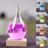 Transparent Droplet Storm Home Barometer Glass with Wooden Bass Bottle Decor