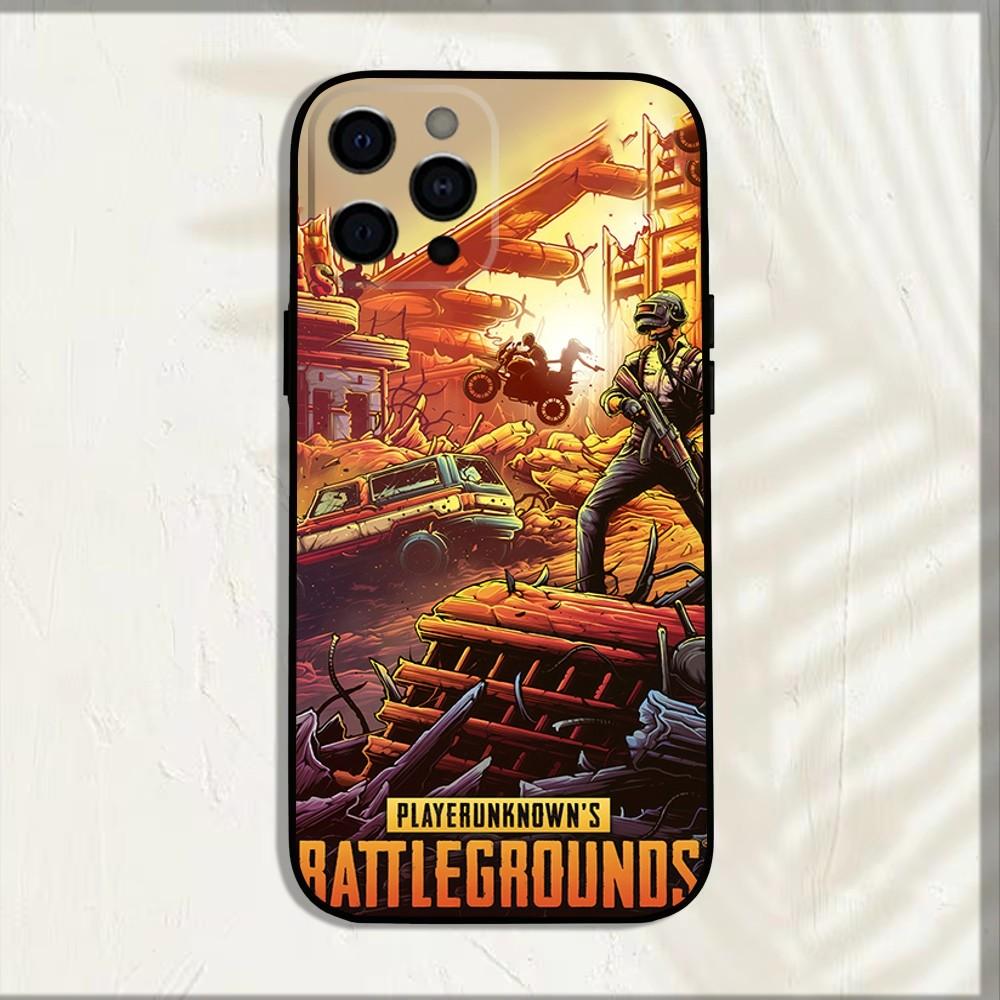 Игровой чехол P-PUBG для телефона iPhone 16,15,14,13,12,11,Pro,X,XS,Max,XR,Plus,Mini, Мягкий черный чехол
