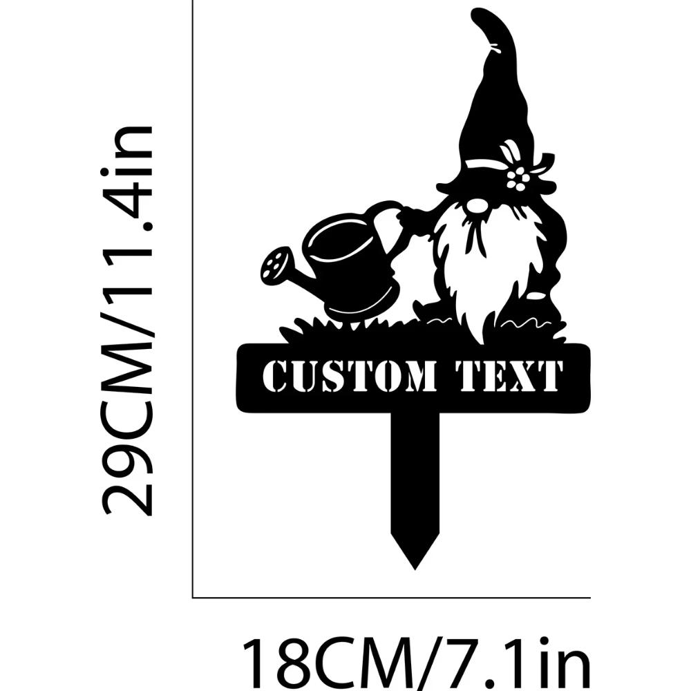 Metal Sign Garden Gnome Flower Stake, Personalized Yard Art, Outdoor Home Decor, Rustic Housewarming Gift