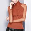 Black Pleated Mesh Turtleneck Bottoming Shirt Women's New Slim-fitting and Thin T-shirt Temperament Thin Long-sleeved Top