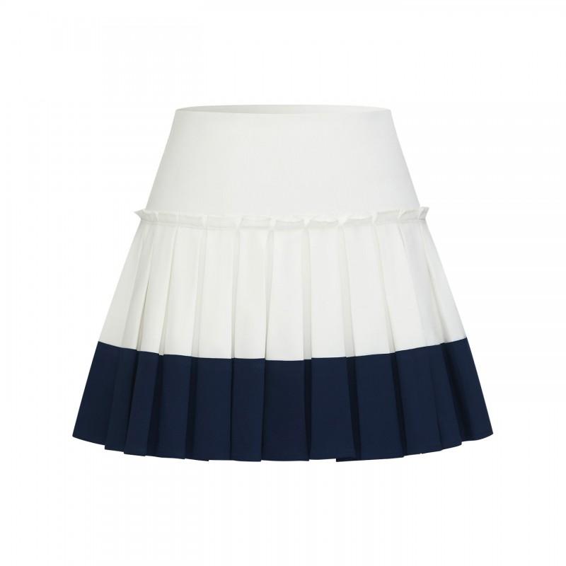 Womens Tennis Set Long Sleeve Top Pleated Skirt High Elastic Moisture Wicking Slim Fit Sportswear