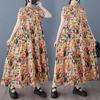 DIMANAF 2025 Женское Большого Размера Весенне-Летнее Длинное Платье с Принтом Повседневное Платье Свободное Базовое Винтажное Макси Новое