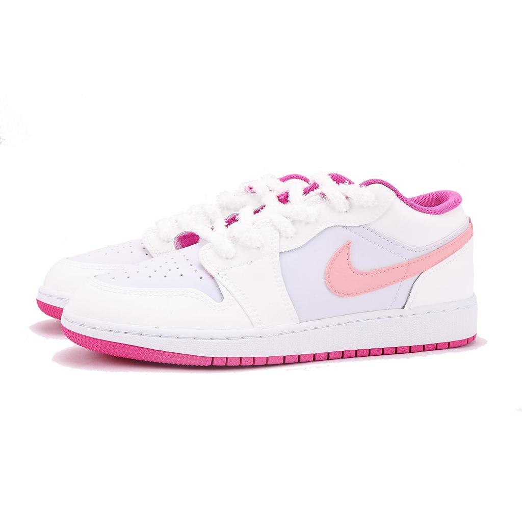 Jordan Air Jordan 1 Нескользящее Покрытие Низкие Винтажные Баскетбольные Кроссовки GS Розовый Белый FV8486-600(Команда-)-Случайные упаковочные пакеты