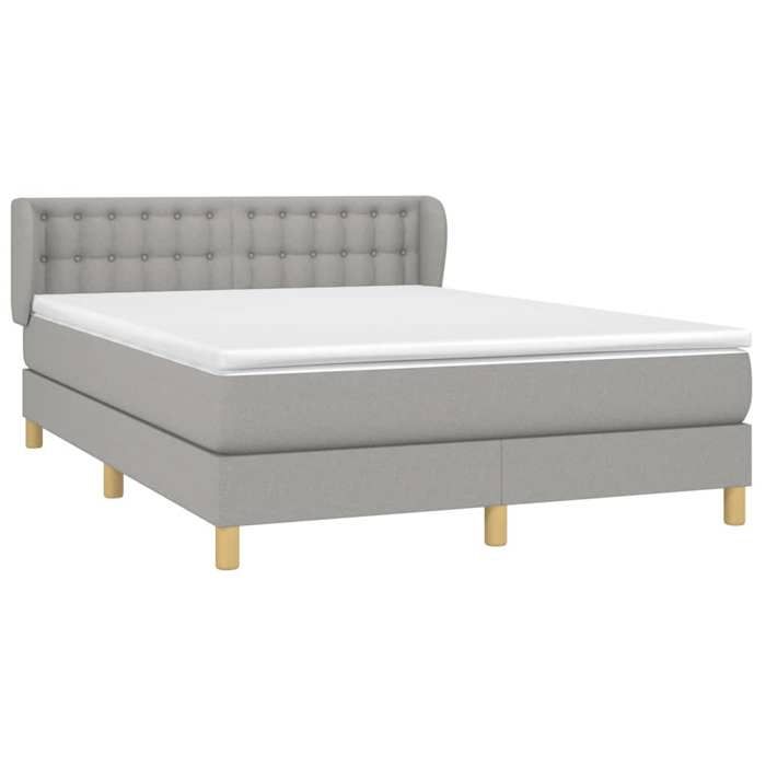 Maison Exclusive - Sommier à lattes de lit avec matelas Gris clair 140x200cm Tissu