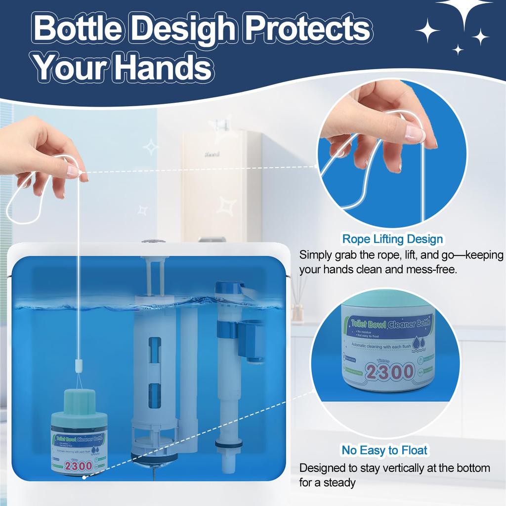 Toilet Bowl Cleaner, Automatic Long-Lasting Blue Toilet Cleaner Bottle, Septic Safe Toilet Bowl Tablets in Bottles, Fresh Bathro