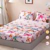 Mattress Cover With Elastic Band Plant Floral Fitted Sheet Home Full Size Single Double Linen Bed Bedding (Without Pillowcase)