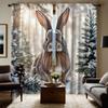 2 Pieces of HD Rabbit Decorative Curtain In the Snow White Tie Digital Printed Curtain Home Decoration Style Decoration Living R