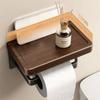 Waterproof Wall-Mounted Toilet Paper Holder Wood Material Hanging Paper Towel Stand  Bathroom
