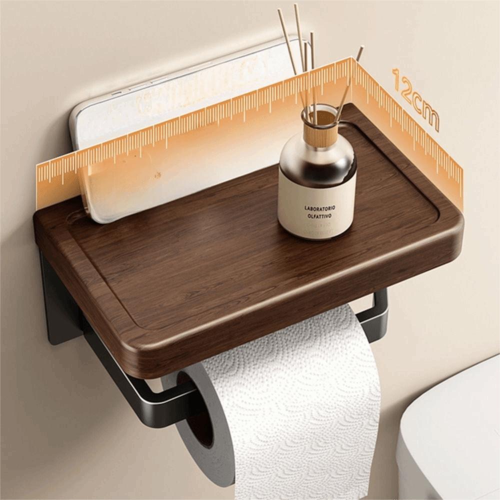 Waterproof Wall-Mounted Toilet Paper Holder Wood Material Hanging Paper Towel Stand Bathroom