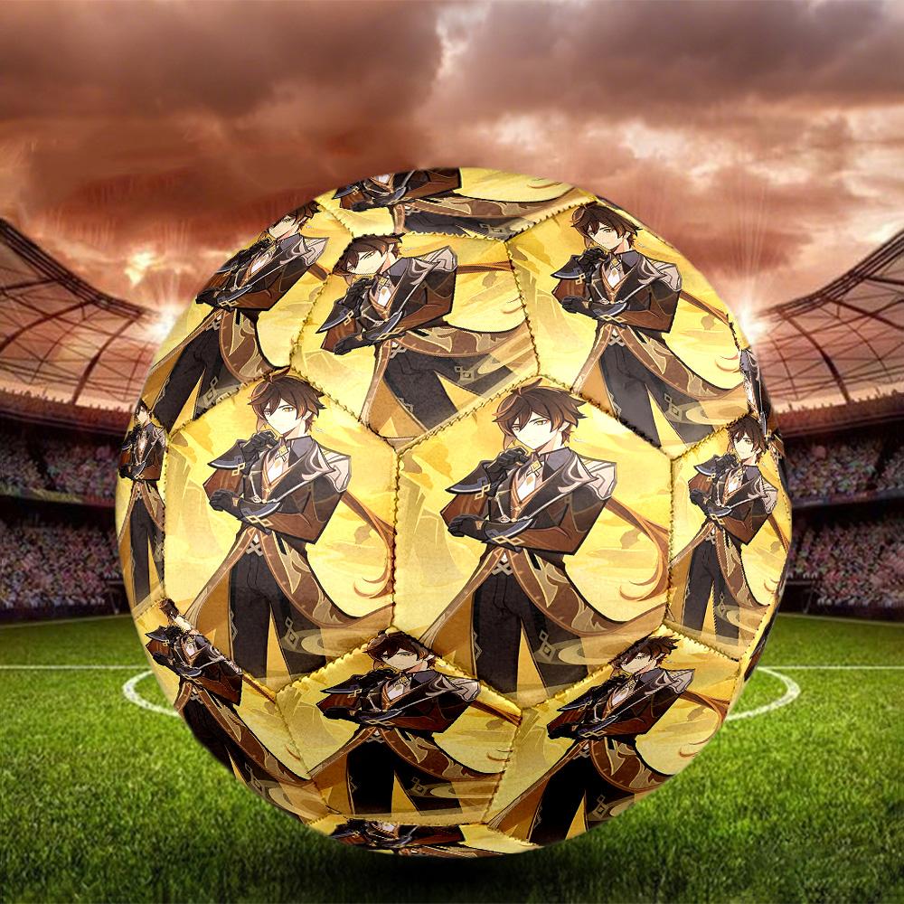 Genshin Impact Print Size 5 Soccer Ball, Standard Match Football for Sports Game and Team Practice, Ideal Gift for Soccer Fans