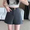 Women's High-Waist Summer A-line Booty Shorts - Black Outwear Slimming, Loose, Casual Wide-Leg Pants