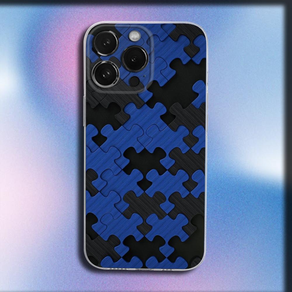 Чехол для телефона с узором-пазлом для поддержки аутизма для iPhone 16,15,14,13,12,11 Plus,Pro,Max,XR,XS,X,Plus,SE,Mini Прозрачный мягкий чехол