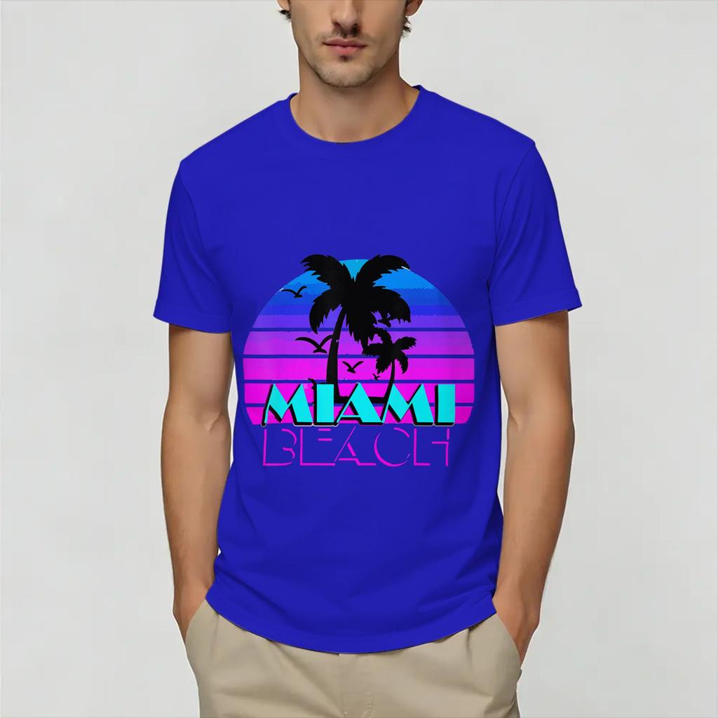 Винтажная футболка Miami Vices Летние хлопковые футболки для унисекс Модный крутой дизайн Футболка с коротким рукавом Y2K Базовый топ