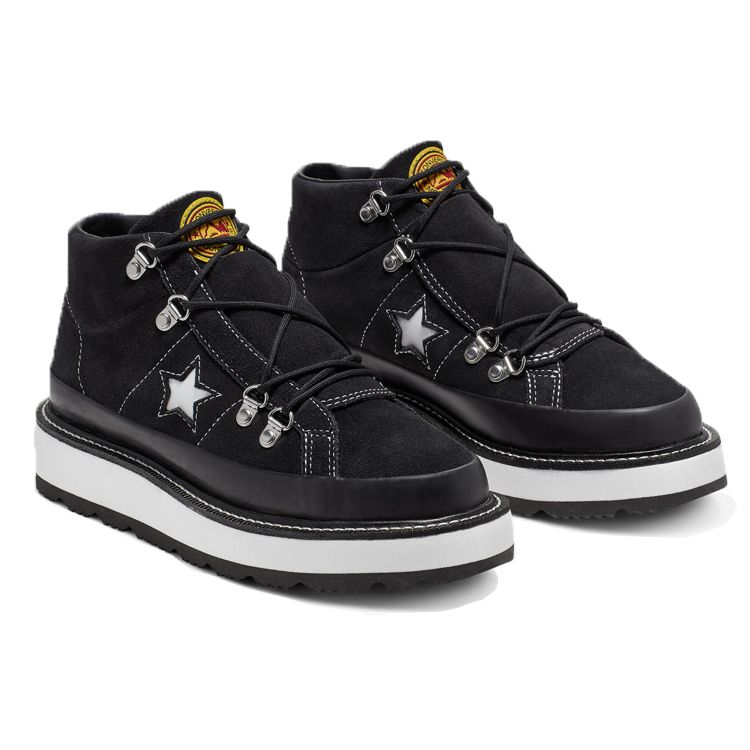 Converse (WMNS) Ботинки на флисовой подкладке One Star Толстая подошва Черно-белые Повседневная обувь 566163C