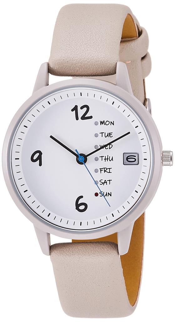 Analog Filmon Watch with Day of the Week and Date Leather Strap White ...