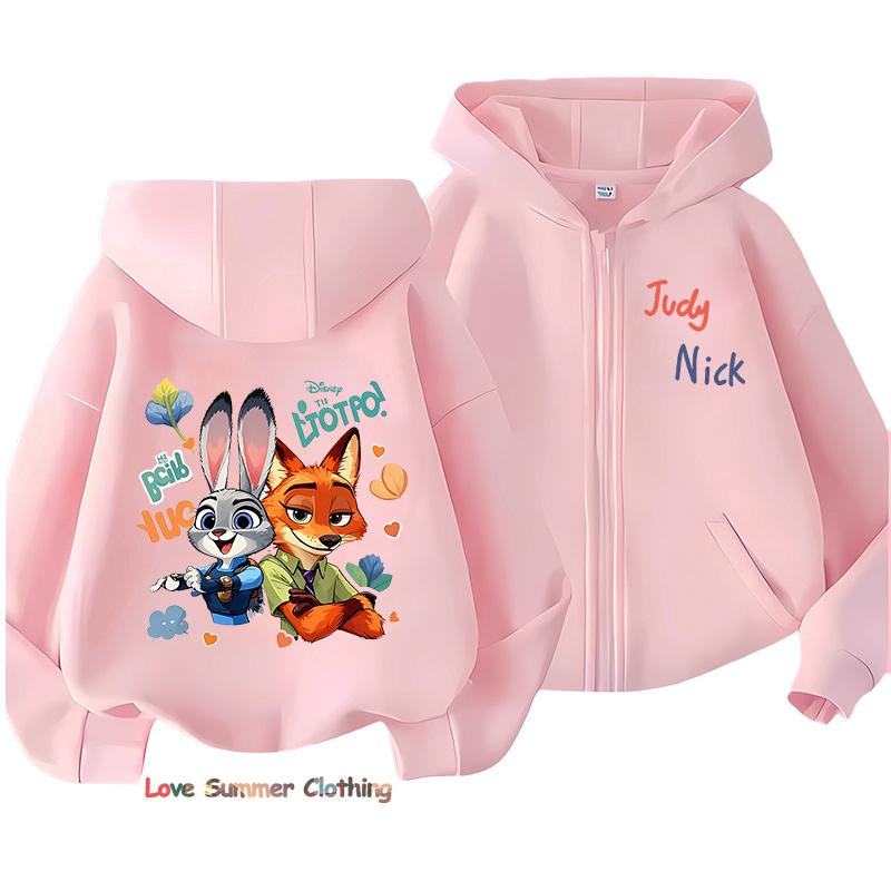 Zootopia Zip Up Hoodies for Kids Judy Nick Hooded Sweatshirt Boys Pullovers Cartoon Girls Hoodie Sportswear New Year Gift