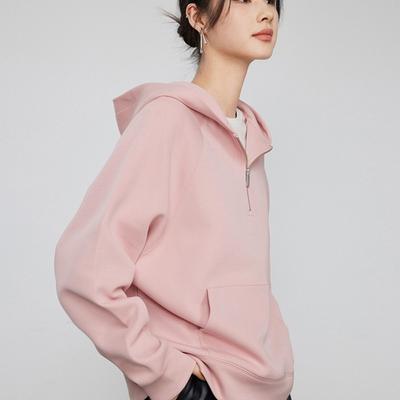 Серый свитер на молнии с полузастежкой, женский американский ретро-топ Air Layer, осенняя свободная куртка с капюшоном