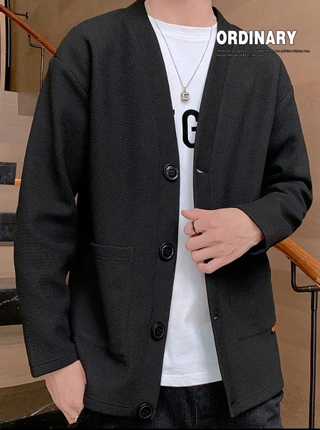 Кардиган Poperdision больших размеров, мягкий, простой и однотонный, длинный, стильный, свободный, мужская куртка, пальто, удобный, стильный, на пуговицах, повседневный, цвет,