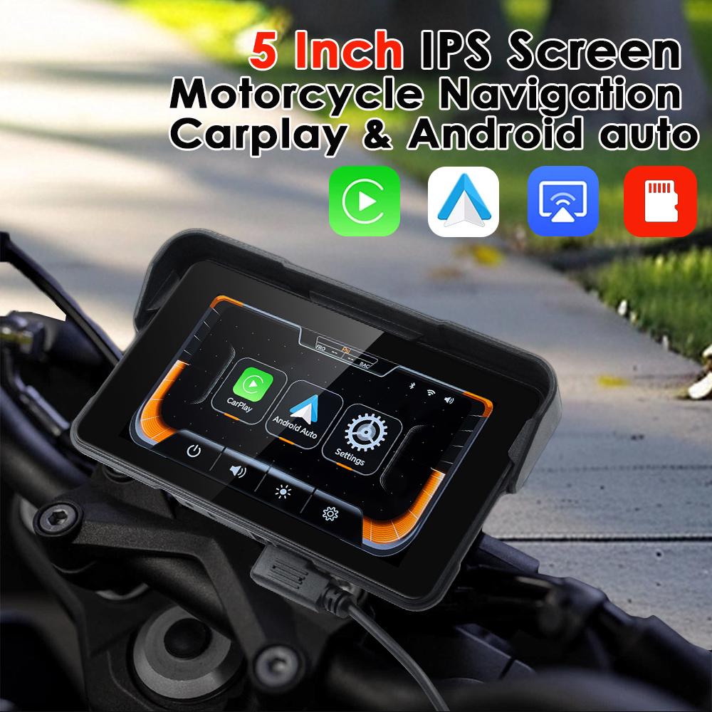 5-дюймовый Мото Беспроводной CarPlay и Android Auto Съемный Экран Навигации GPS для Приборной Панели Мотоцикла Цифровой Дисплей Водонепроницаемый