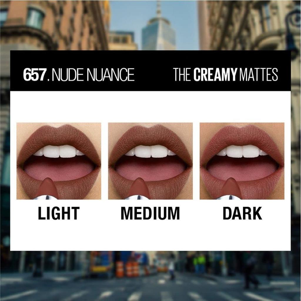 Maybelline Матовая помада New York Насыщенный цвет 657 Nude Nuance Увлажняющая кремовая помада 3,9 г