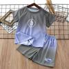 Детские летние костюмы с короткими рукавами Летняя одежда для мальчиков Одежда для мальчиков больших размеров Градиентные шорты с короткими рукавами