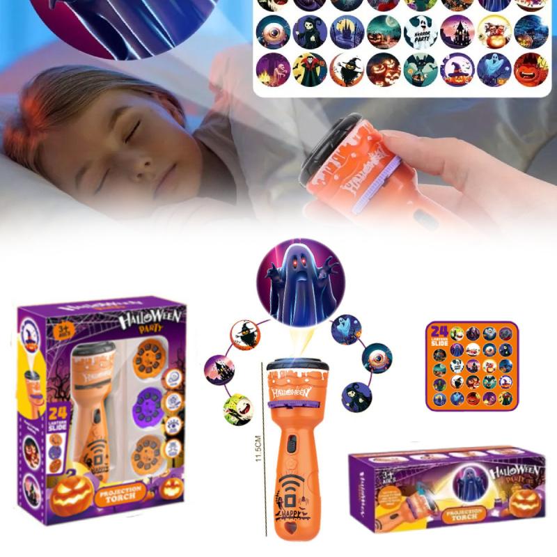 Красочный Хэллоуин Проектор Фонарик Реквизит для вечеринки Идеально для детей Унисекс Подарок