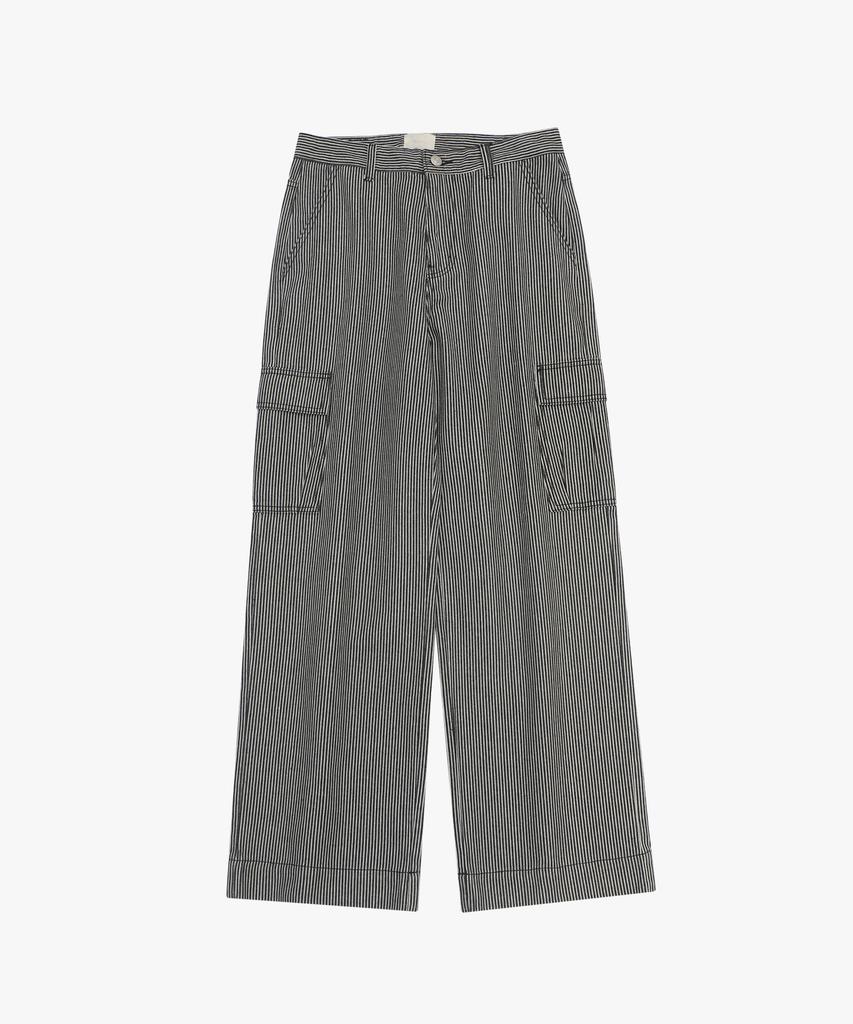 LOSSYROW Stripe Washed Cargo Denim Pants Black