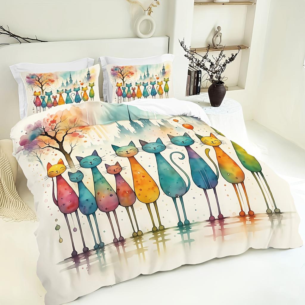 Rainbow Sunrise Flower Field Duvet Cover Set 1 Duvet Cover+2 Pillowcases High-Definition Print for Home Dorm Decor
