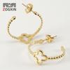 18K Gold Titanium U-Shaped Clover Earrings for Women