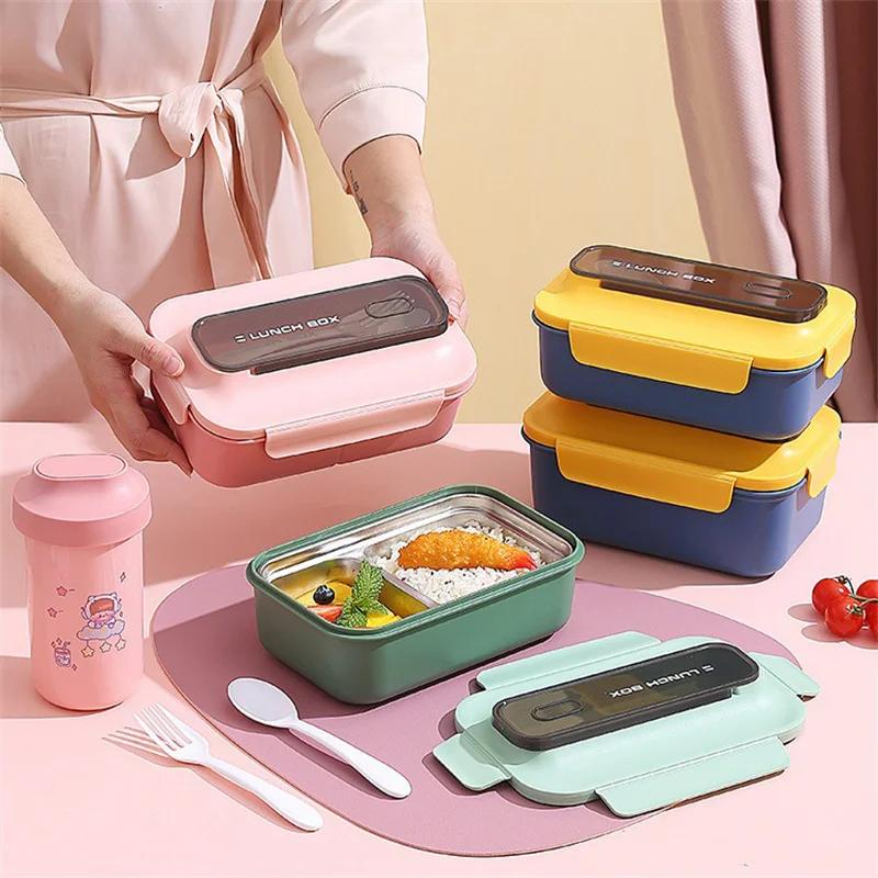 1200/1500Ml Lunch Box Portable Double-Layer Student Bento Box With Fork Spoon Outing Picnic Box Leakproof Food Storage Container