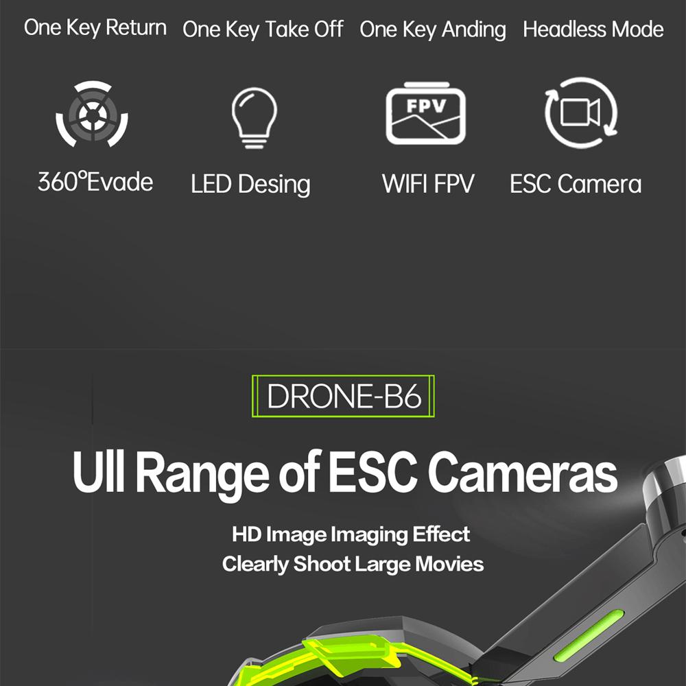 B6 Race Drone Бесщеточный двигатель Двойной 8K Профессиональная аэрофотосъемка WIFI FPV GPS Предотвращение препятствий Четырехосевой радиоуправляемый квадрокоптер Игрушка
