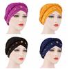Solid Color Milk Silk Muslim Hat Bohemian Beads Braided  Elastic Women Ladies Soft India Cap Beanie