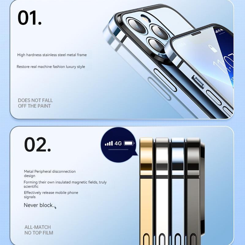 Роскошный чехол для телефона из нержавеющей стали для iPhone 12 13 14 Pro Max, противоударный металлический доспех, жесткий прозрачный чехол из ПК для iPhone 14 Plus, чехол