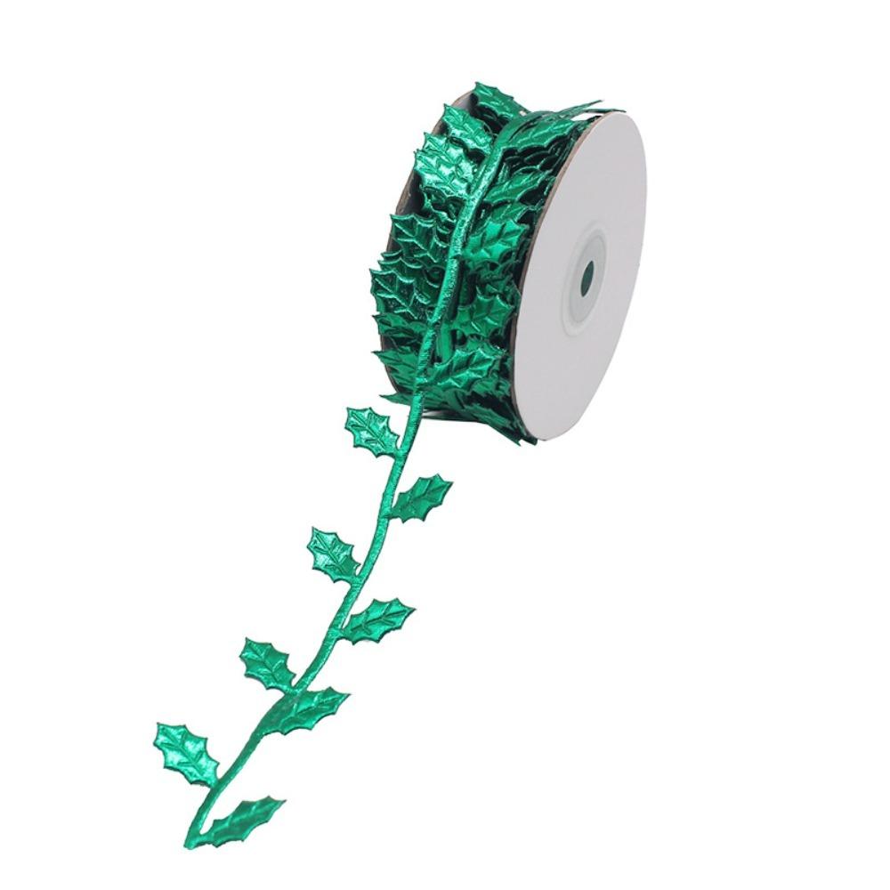 Multi Color Satin Ribbon Ultrasonic Cut Foliage Ribbon Handmade Bow Leaf Trim Tree Ornament
