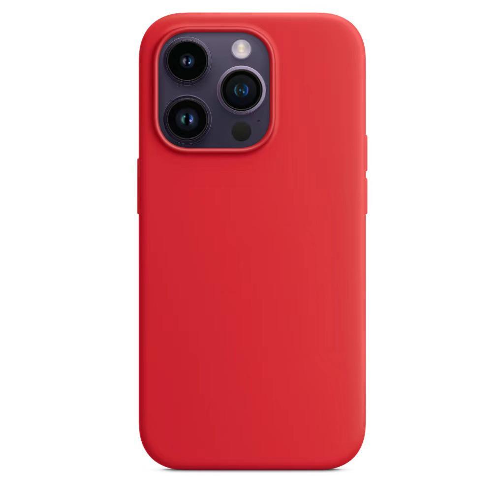 Магнитный чехол из жидкого силикона для iPhone 15 Pro Max и 14 Pro с выдвижным окном.