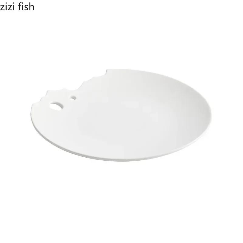 Неправильная керамическая мелкая тарелка Креативная тарелка для завтрака Десертная тарелка Тарелки для готовки Специальная посуда для молекулярной кухни