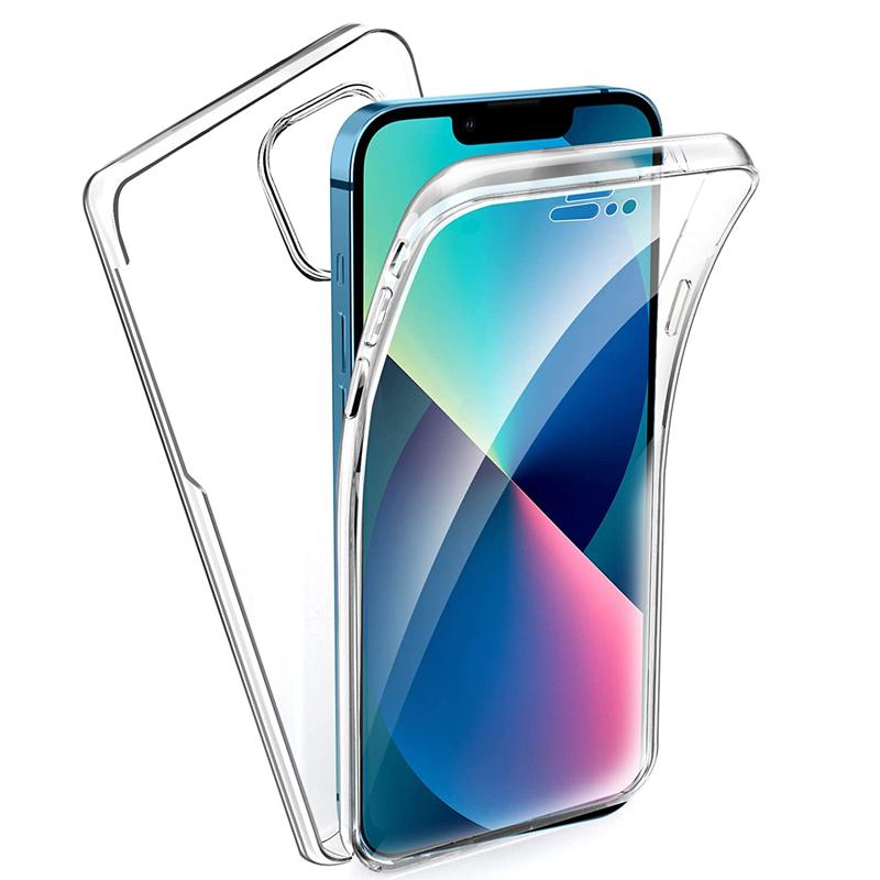 Двойной полный защитный чехол на 360 градусов для iPhone 13 12 11 Pro X XR XS Max 8 7 6S 6 Plus, прозрачный мягкий силиконовый жесткий чехол для ПК