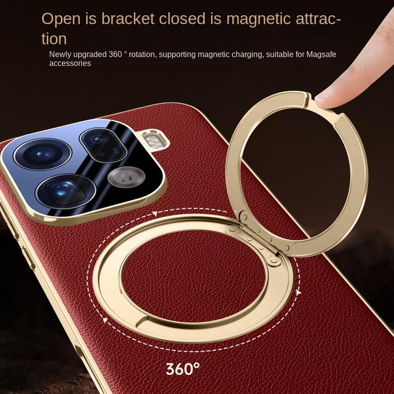 Rotatable Metal Magnetic Bracket Holder Lens film protection Case For OPPO Find X9 Pro find x9 Slim Leather Cover