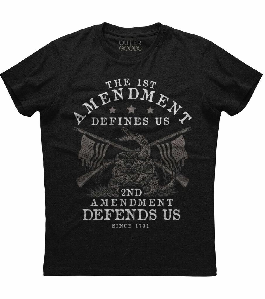 The 1st Amendment Defines Us, Men's New Patriotic Trending Black T-shirt