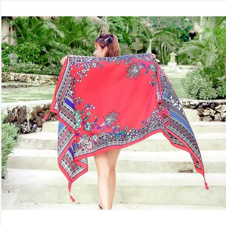 Thickened Women'S Travel Photography Shawl, Women'S Ethnic Style Scarf, Dual-Use Air-Conditioned Room Cloak
