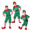 Kids Christmas Elf Costume, Adult Green Xmas Cosplay Suit for Family Matching Party Dress