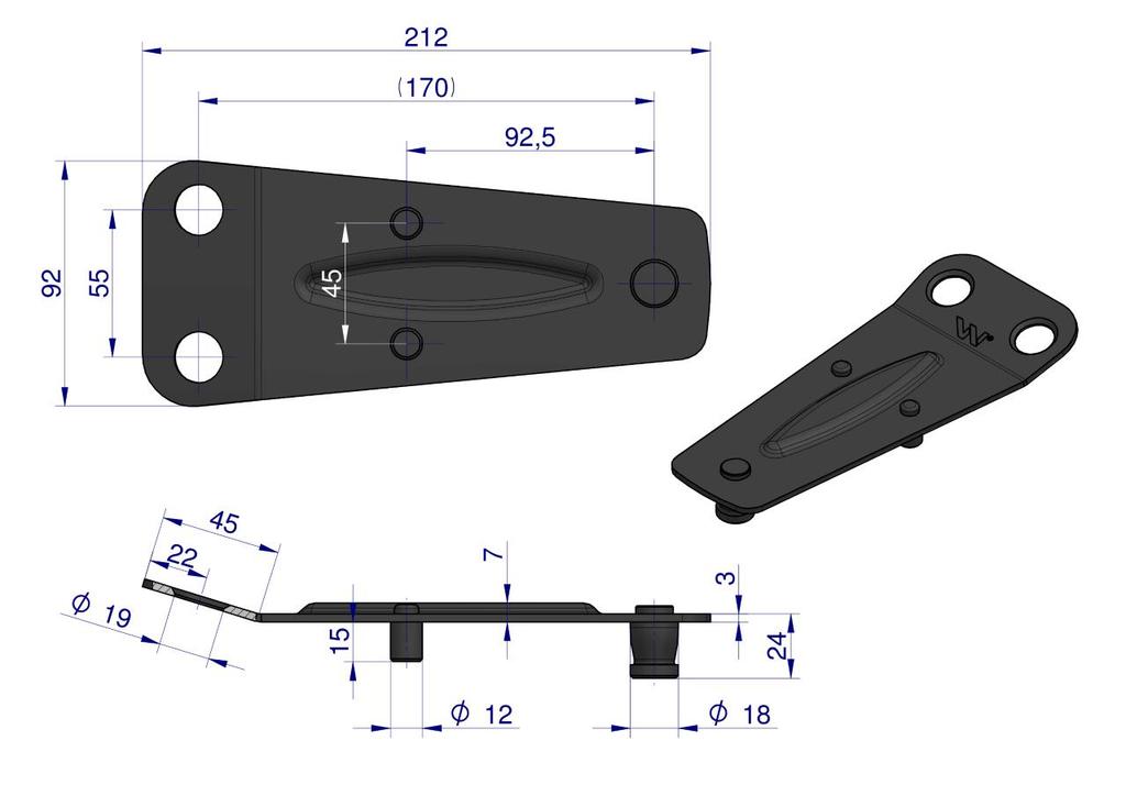 Blade holder for Polish rotary mower, open fi 19 Waryński