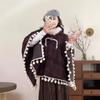 Japanese Hooded Plaid Cotton Tassel Cape Women Coats Winter Loose Versatile Casual Jacket Women