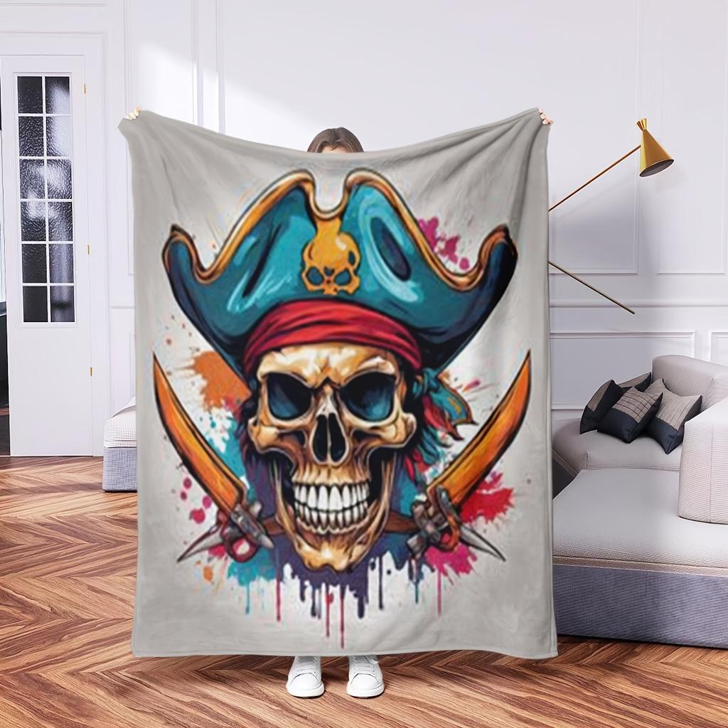 Pirate Skull Printed Blanket Flannel Blanket Lightweight Soft Comfortable Sofa Bed Blanket Blanket