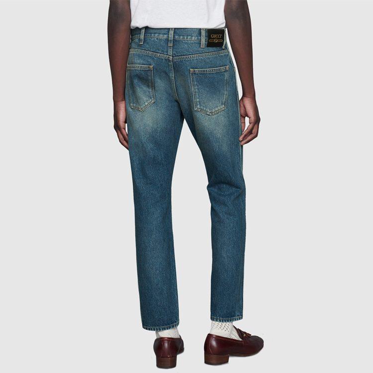 Gucci Джинсы зауженного кроя, стиранные, с мраморным эффектом 408637-XDBBQ-4011