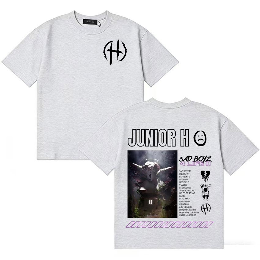 Rapper Junior H Album Cover Mi Corazon Ya No Siente High Quality Tshirt Unisex Women Summer Short Sleeve Double Sided Oversized Tee