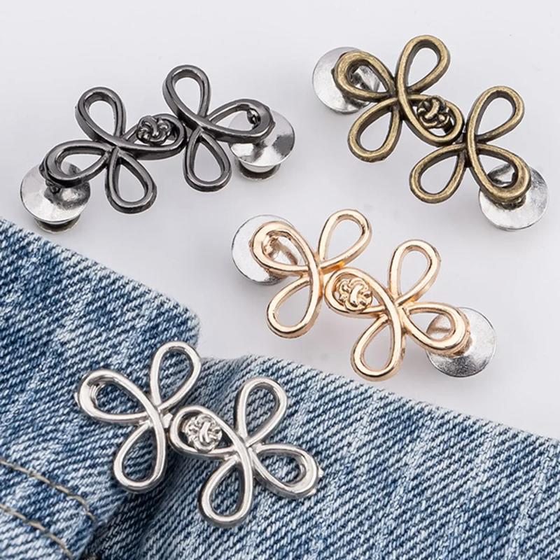 Застежка-кнопка Clover Waist, регулируемые металлические пуговицы для джинсов - затяжки для свободных джинсов, мгновенные, без шитья, для джинсовых брюк