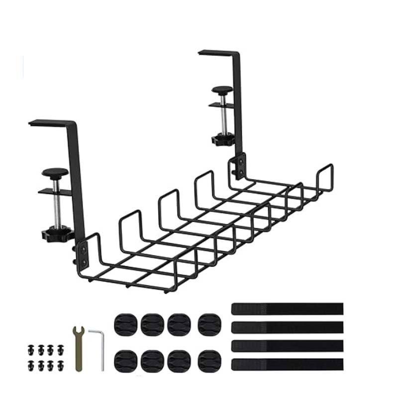 Under Desk Wire Organizer Wire Management Tray Under Table Cable Management Rack,16" No-Drill Cable Management for Standing Desk