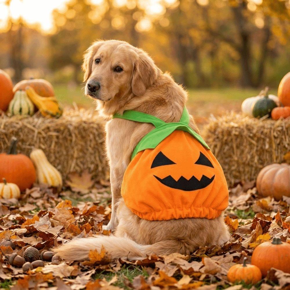 Adjustable Pumpkin Pet Overalls Pumpkin Printed Pumpkin Lantern Dog Clothes Festive